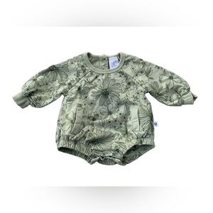Honest Size 0-3 Months Organic Green Floral Bubble Sweater Romper